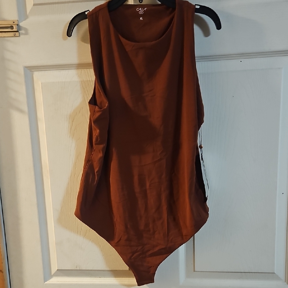 CALIA Women's Inspire Tank Bodysuit: RED BROWN: NEW WITH TAGS: SIZE XL